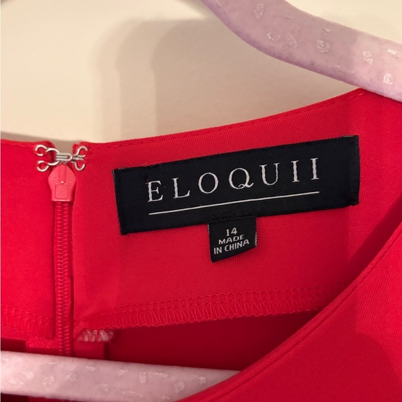 Eloquii Womens Red Bell Sleeve Round Neck Back Zip Bodycon Dress - Picture 4 of 11